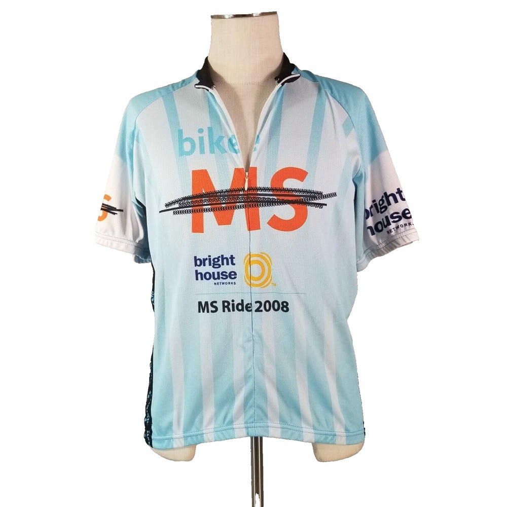 VOmax Cycling Jersey Mens XL Blue MS Ride 2008 Short Sleeve 3/4 Zip Athletic